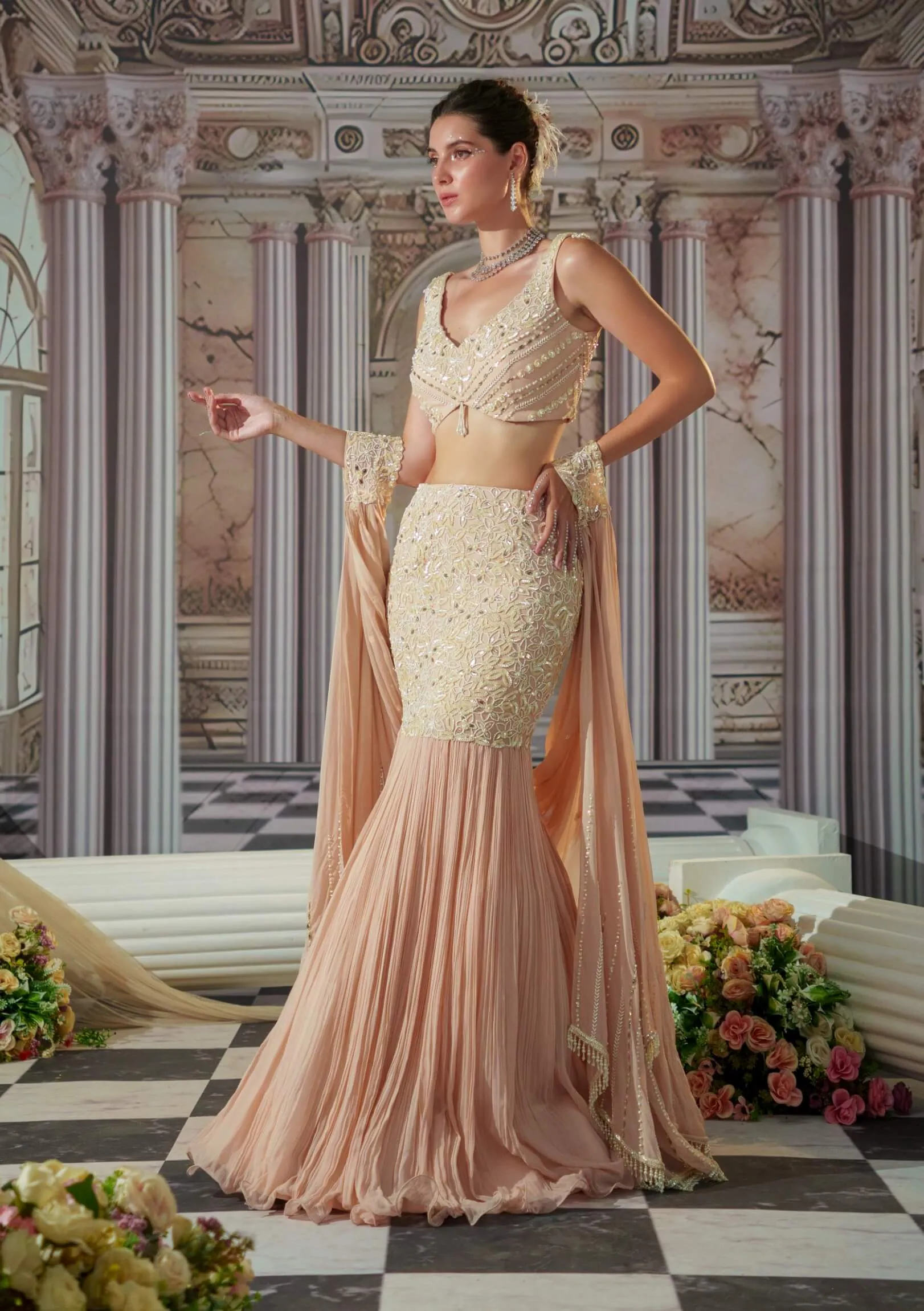 Exquisite rose pink lehenga set