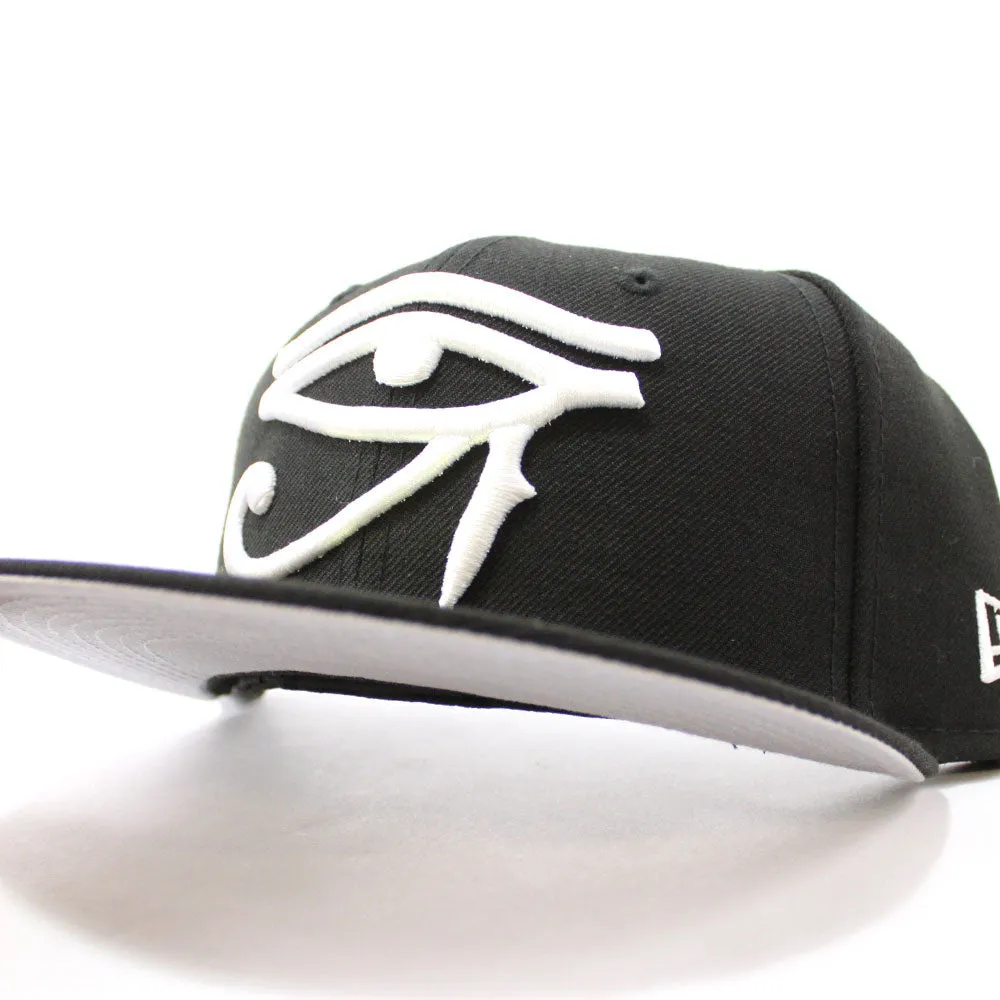 Eye of Horus New Era 59Fifty Fitted Hats (Black White Gray Under Brim)