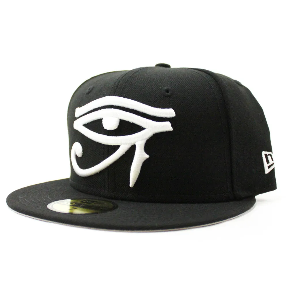 Eye of Horus New Era 59Fifty Fitted Hats (Black White Gray Under Brim)