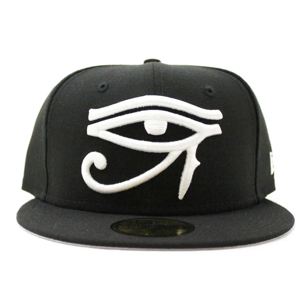 Eye of Horus New Era 59Fifty Fitted Hats (Black White Gray Under Brim)