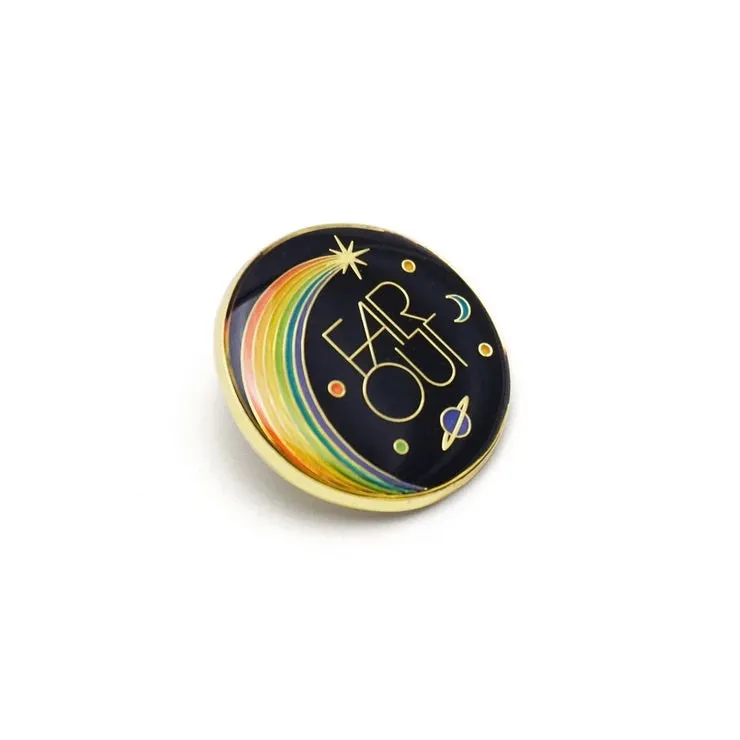 Far Out Retro Style Enamel Pin