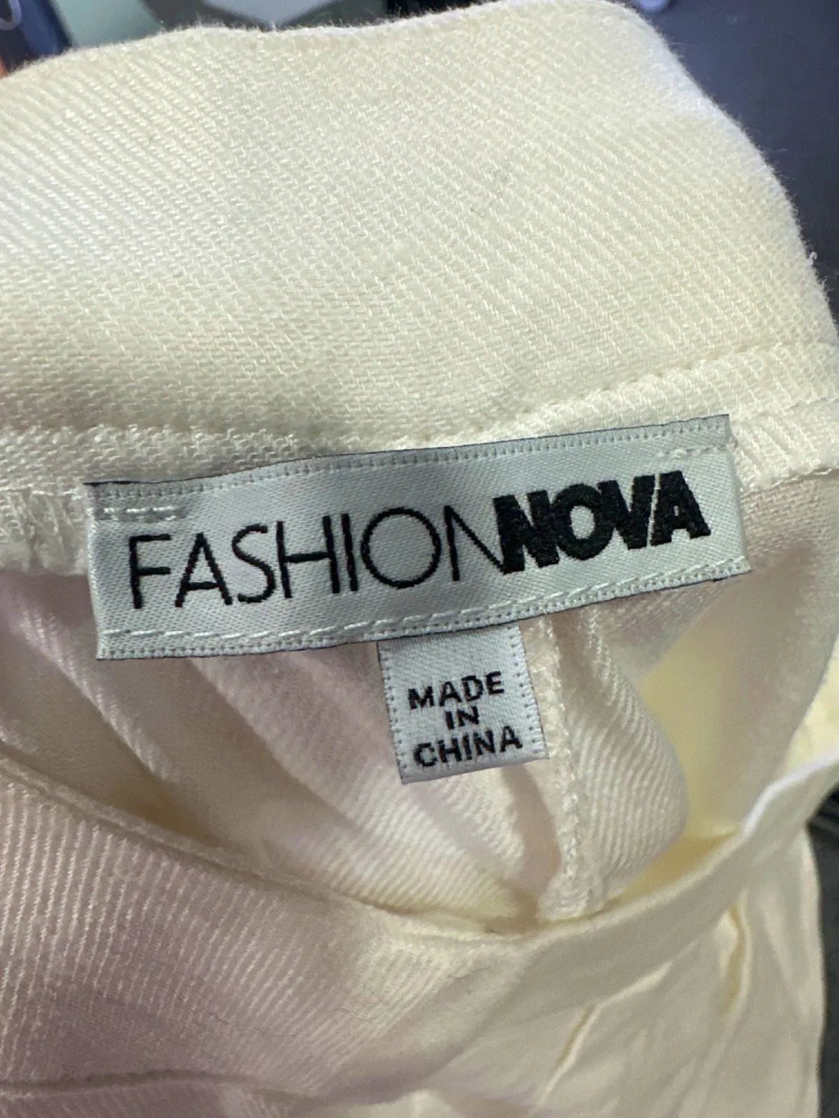 Fashion Nova White Wide-Leg Trousers XS