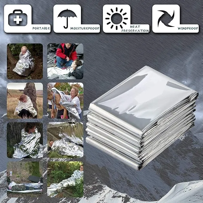 First Aid Emergency Blanket Suitable for Camping Hiking Windproof Keep Warm Tin Foil Rescue Blanket (1 pack)