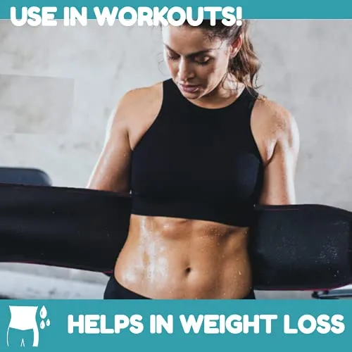 Fit Mammal Sweat Slim Belt for Men and Women - 1 Year Warranty - Waist Trainer Abs Sauna Belt - New and Improved Black