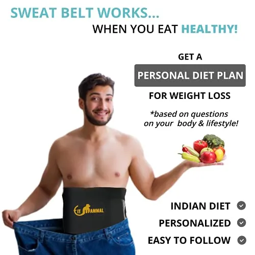 Fit Mammal Sweat Slim Belt for Men and Women - 1 Year Warranty - Waist Trainer Abs Sauna Belt - New and Improved Black