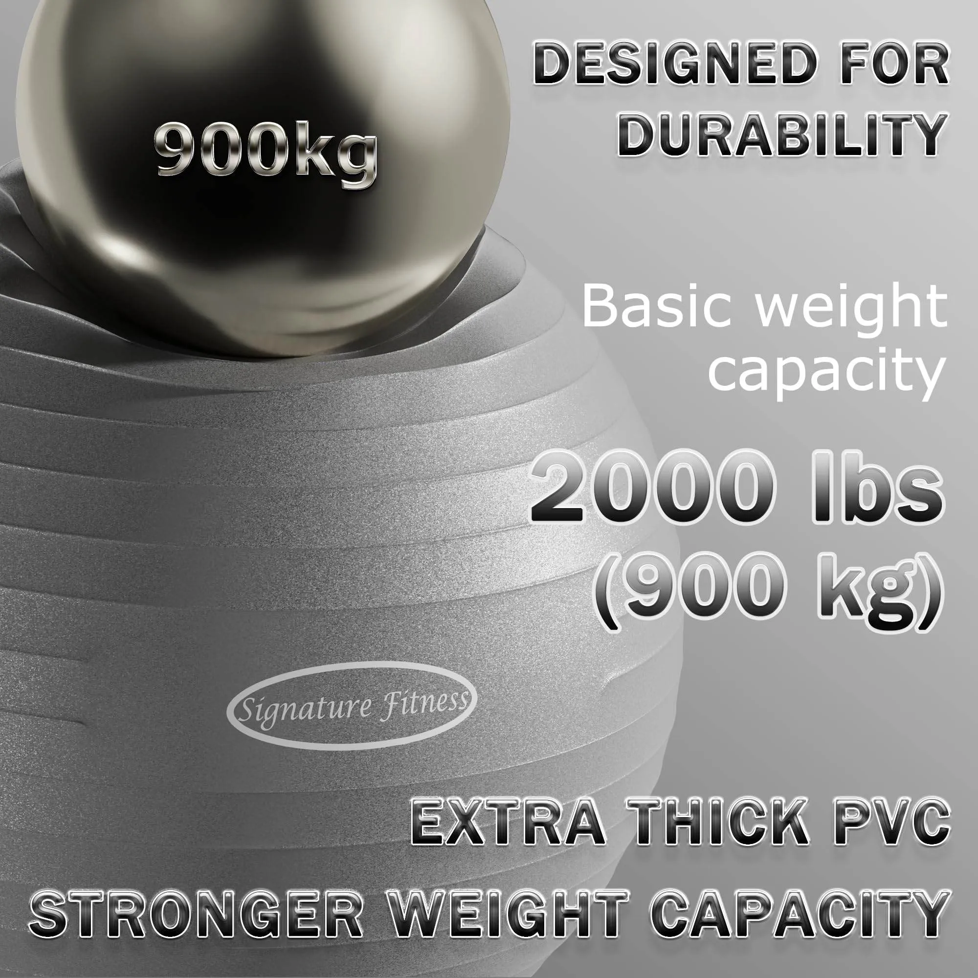Fitvids Balance Ball with Base Kit, 65cm 26-inch Yoga Ball Chair, Exercise Ball with Inflatable Ring Base for Home or Office Desk, Includes Air Pump, Gray