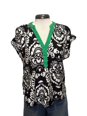Floral Green Accented Top