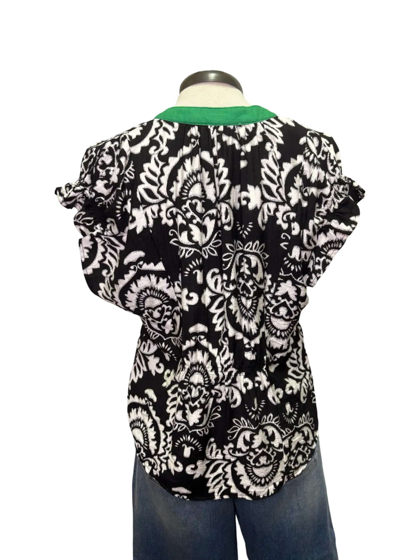 Floral Green Accented Top