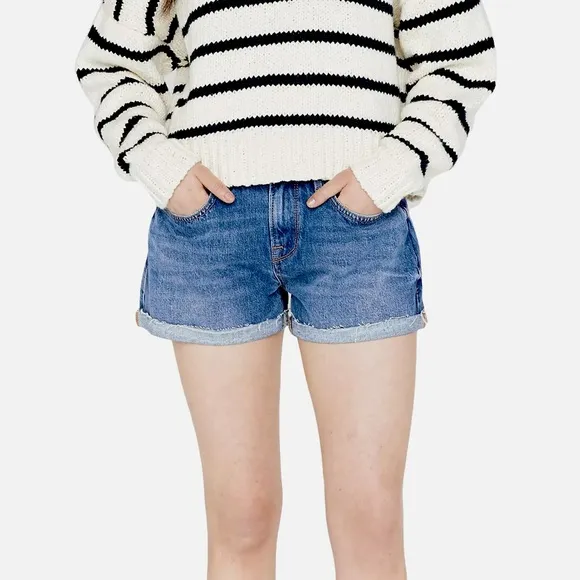 Frame Le Grand Garcon Mid Rise Denim Shorts, Blue, Women’s 28