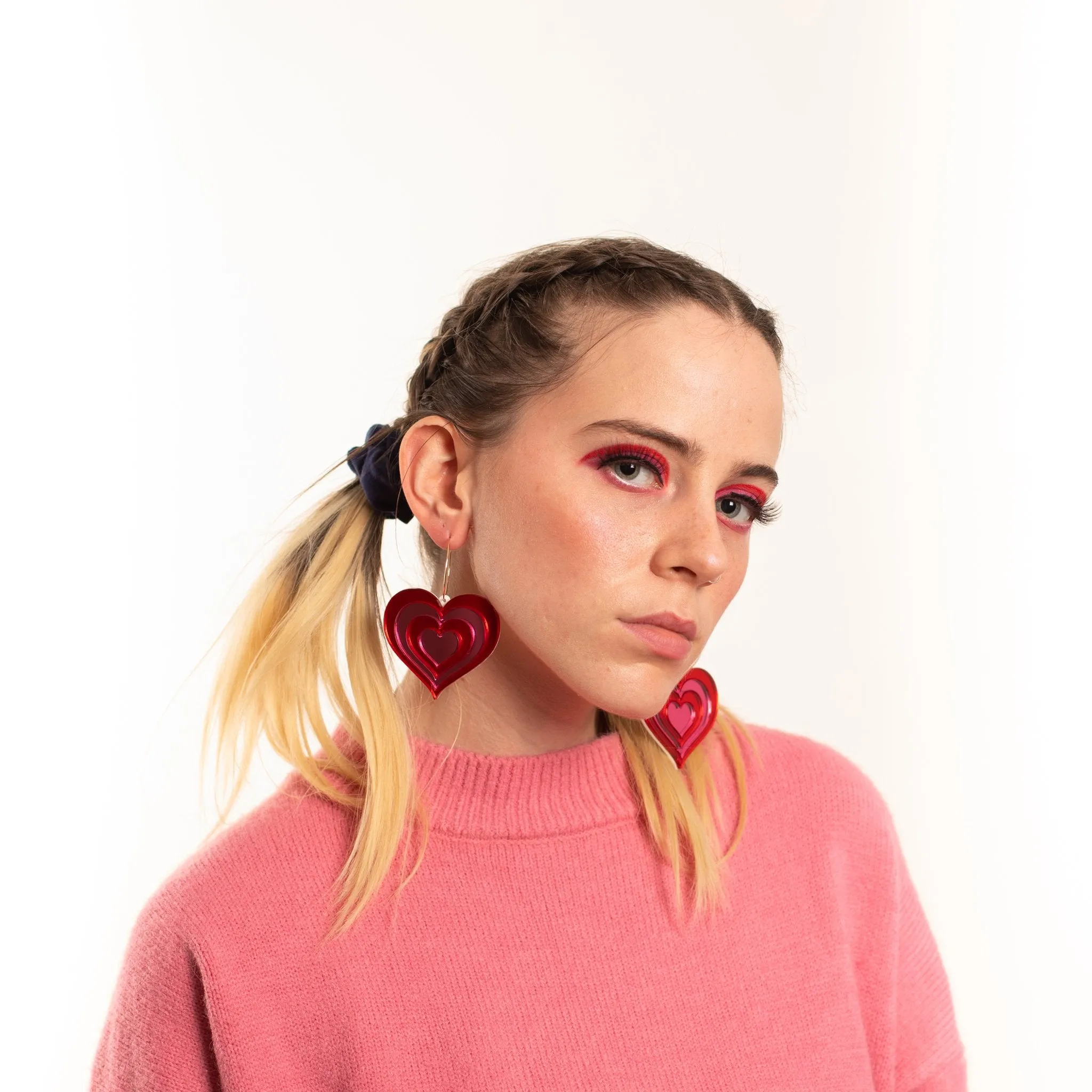 Free Love Hoop Earrings in Orange & Pink