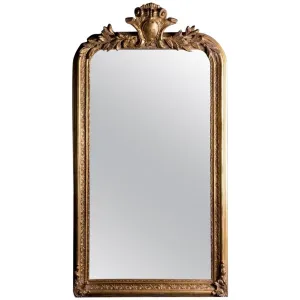 French Philippe Hand-Carved Beveled Mirror in Hand Gilt Frame