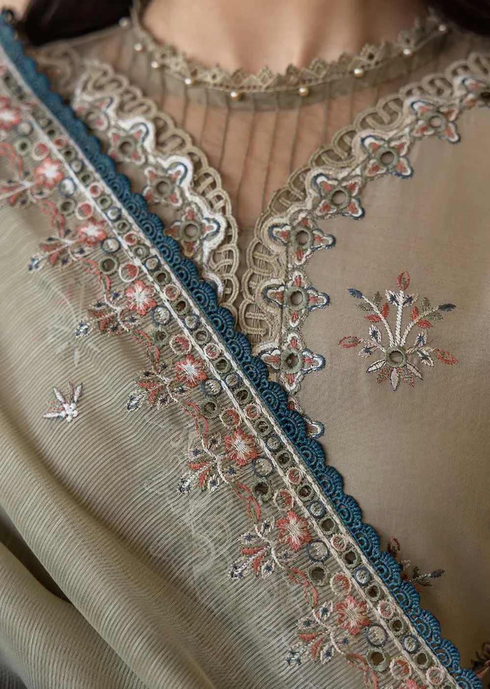FSH-05 - Whimsical Sage - Unstitched -  Bahaar Embroidered Lawn Suit 2024