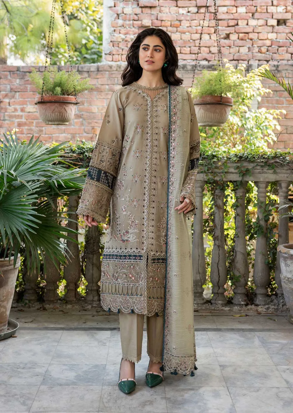 FSH-05 - Whimsical Sage - Unstitched -  Bahaar Embroidered Lawn Suit 2024