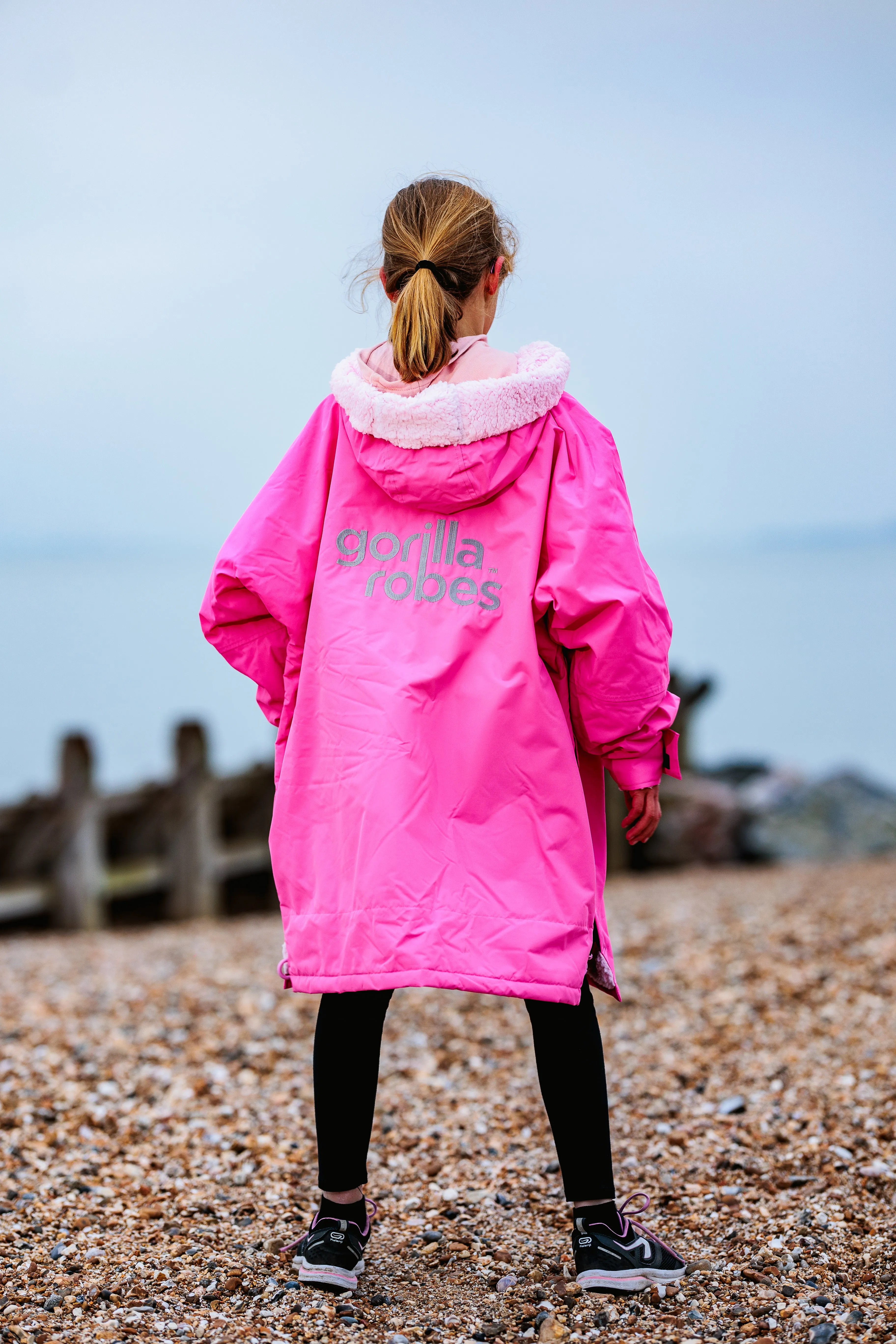 Full Zip ECO Waterproof Dry Changing Robe - Kids - Pink  (age 1 to 12)