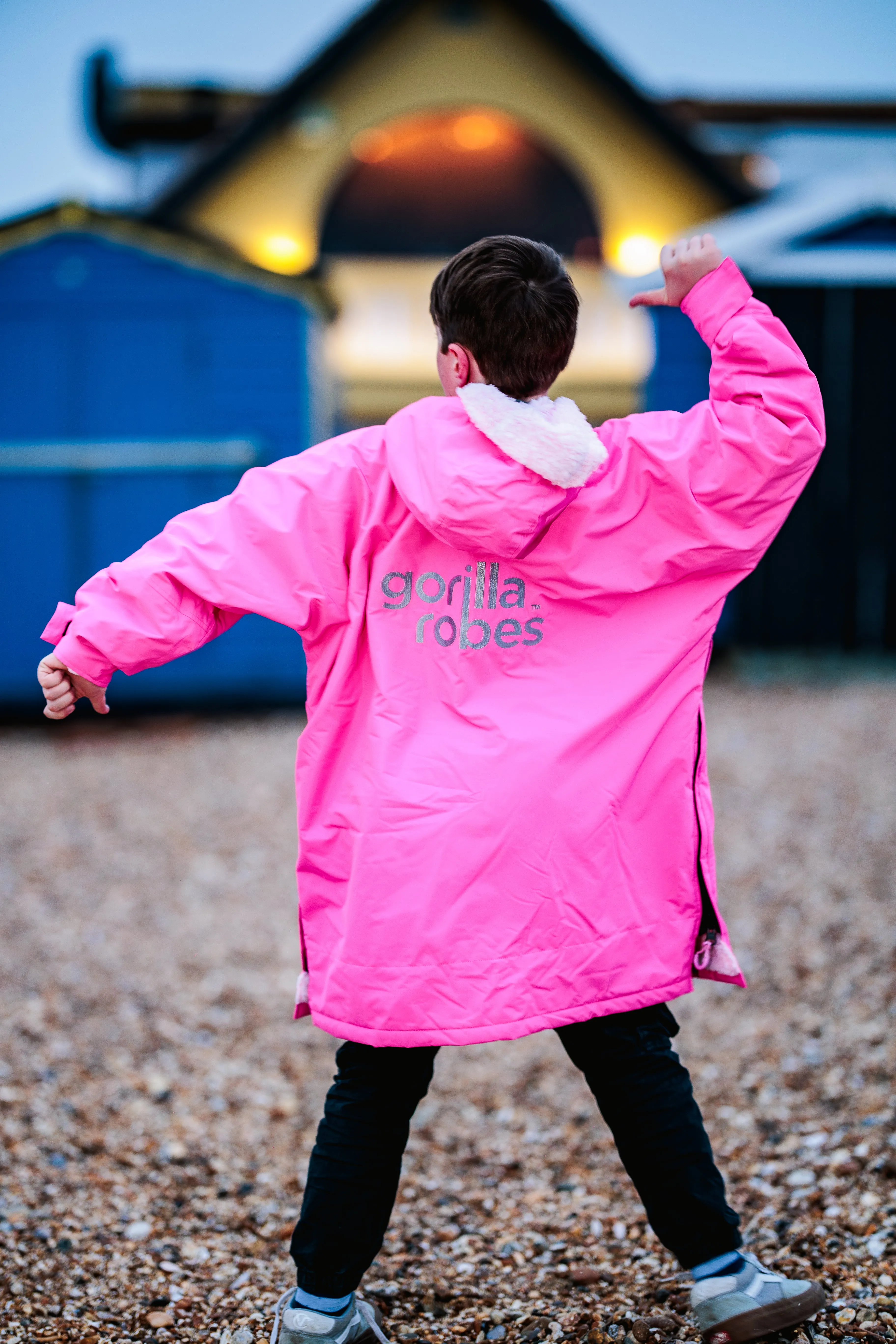 Full Zip ECO Waterproof Dry Changing Robe - Kids - Pink  (age 1 to 12)
