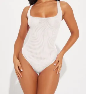 FUN UNDER THE SUN MESH THONG BODYSUITS - OFF WHITE