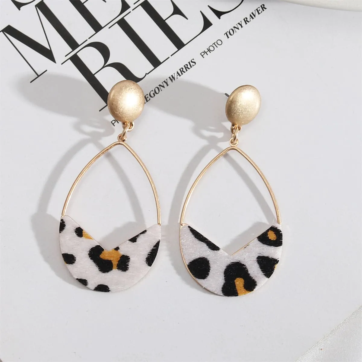 Gabardine & 18K Gold-Plated Leopard Pear Drop Earrings
