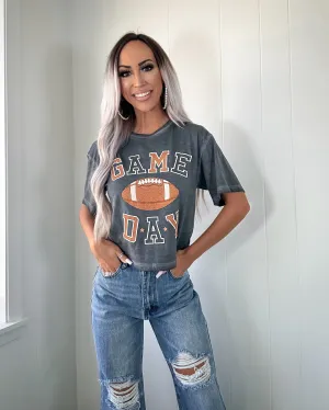Game Day Cropped Tee - Acid Black