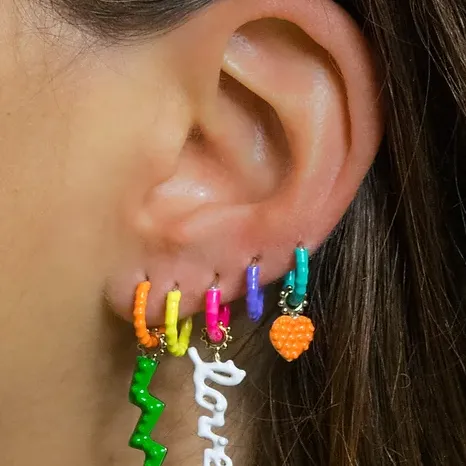 GAYA Joaillerie Orange Enamel Hoops Pair
