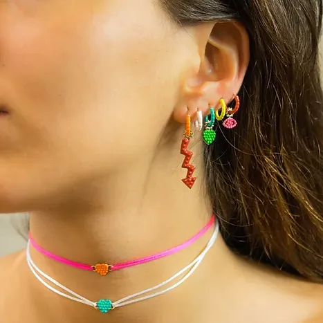 GAYA Joaillerie Orange Enamel Hoops Pair