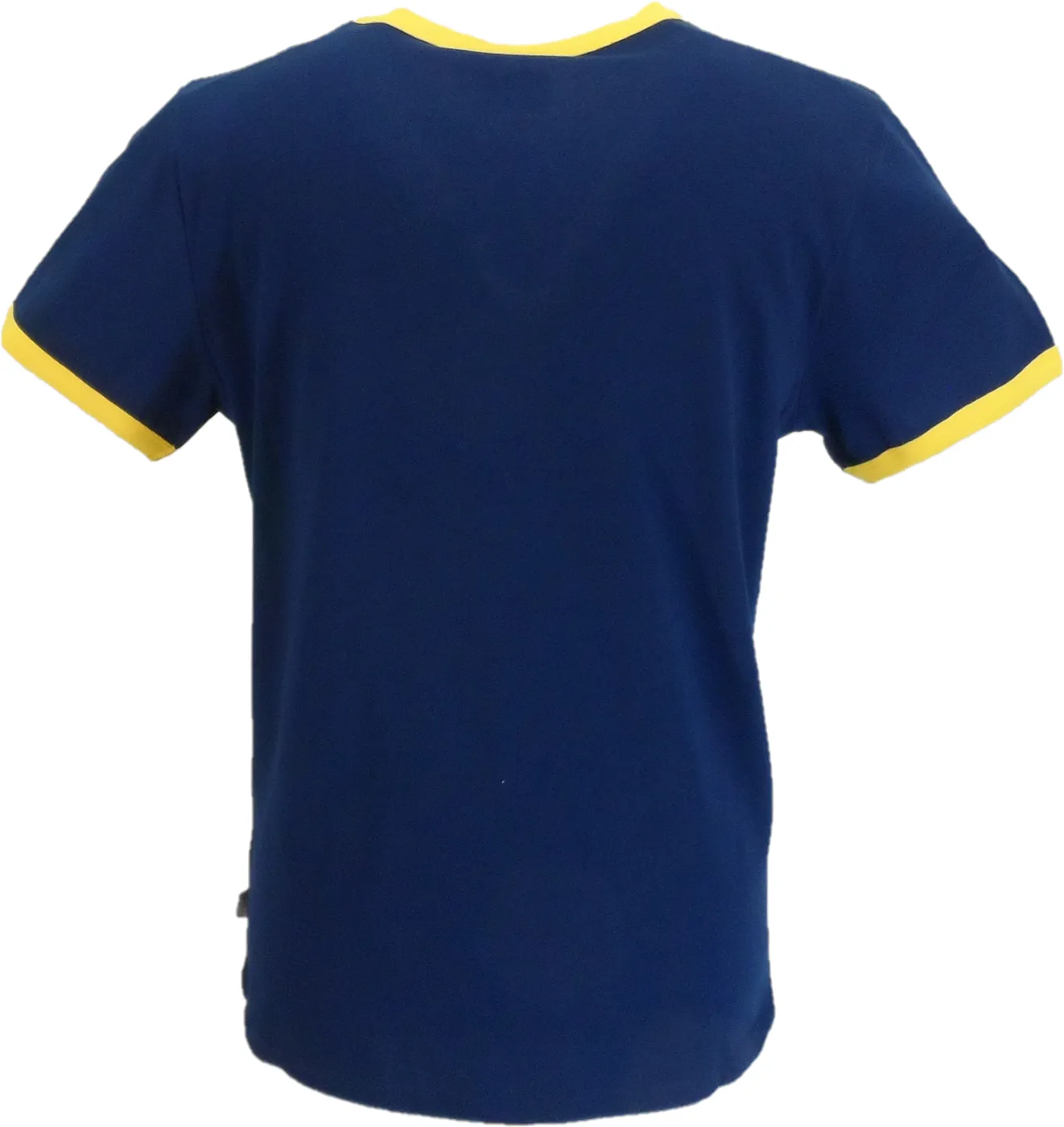 Gola Mens Navy Blue/Yellow Striped Retro Ringer T Shirt