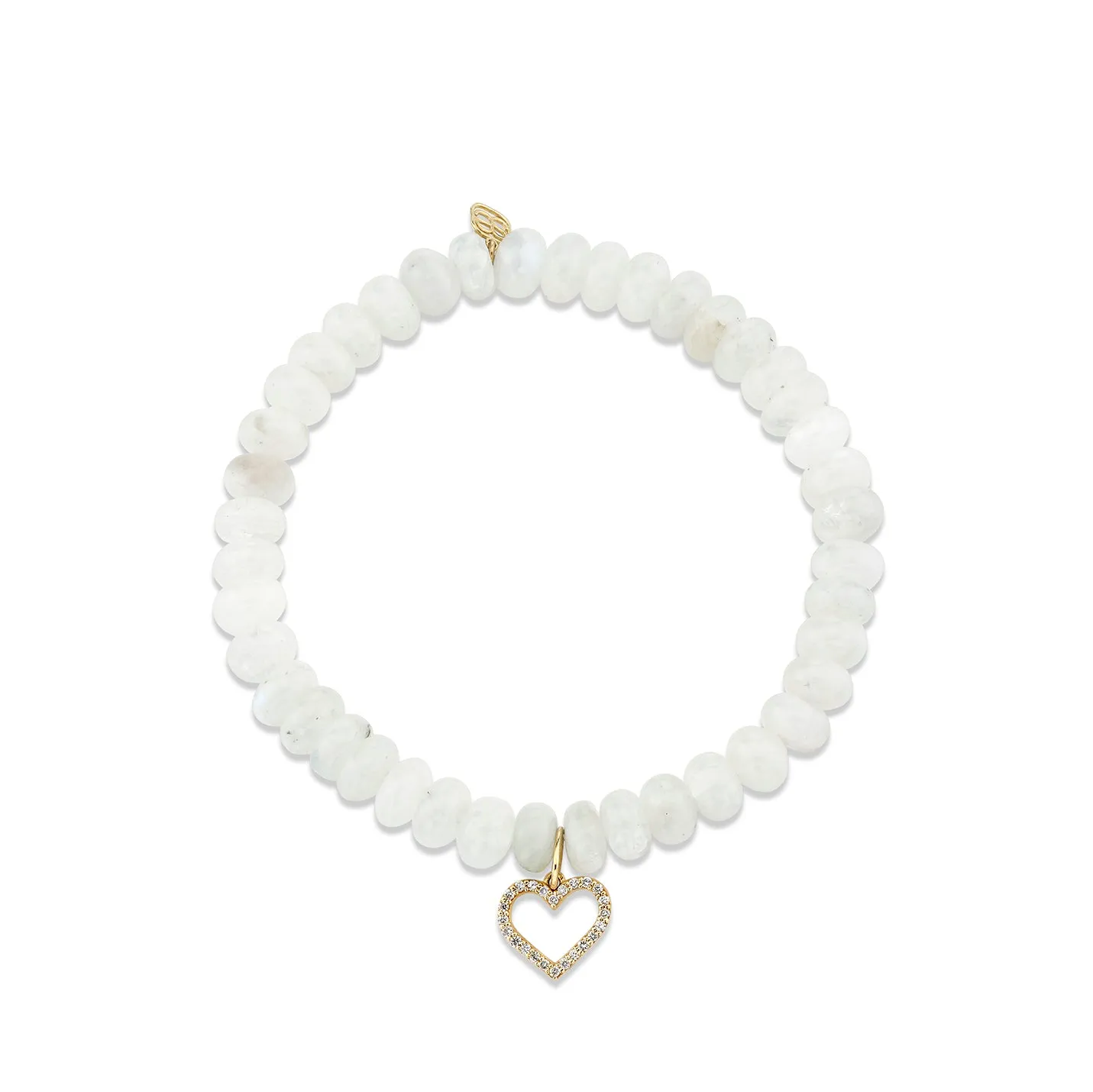 Gold & Diamond Heart on Rainbow Moonstone