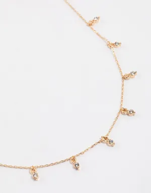 Gold Diamante Droplet Necklace & Polishing Set