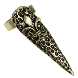 Gold Fleur De Lis Nail Tip Adjustable Ring