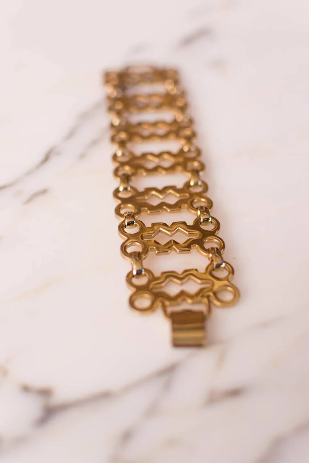 Gold Geometric Wide Link Panel Bracelet by Sperry