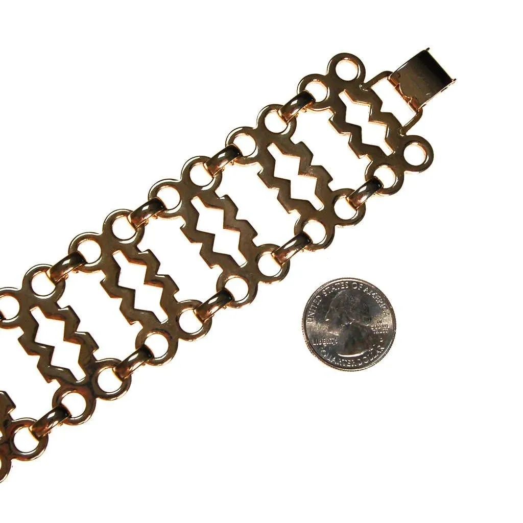 Gold Geometric Wide Link Panel Bracelet by Sperry