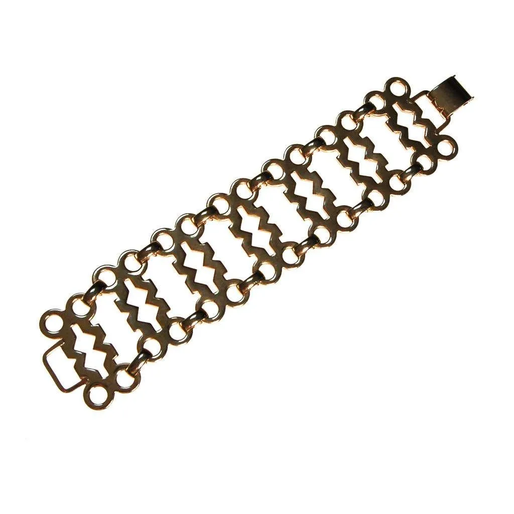 Gold Geometric Wide Link Panel Bracelet by Sperry