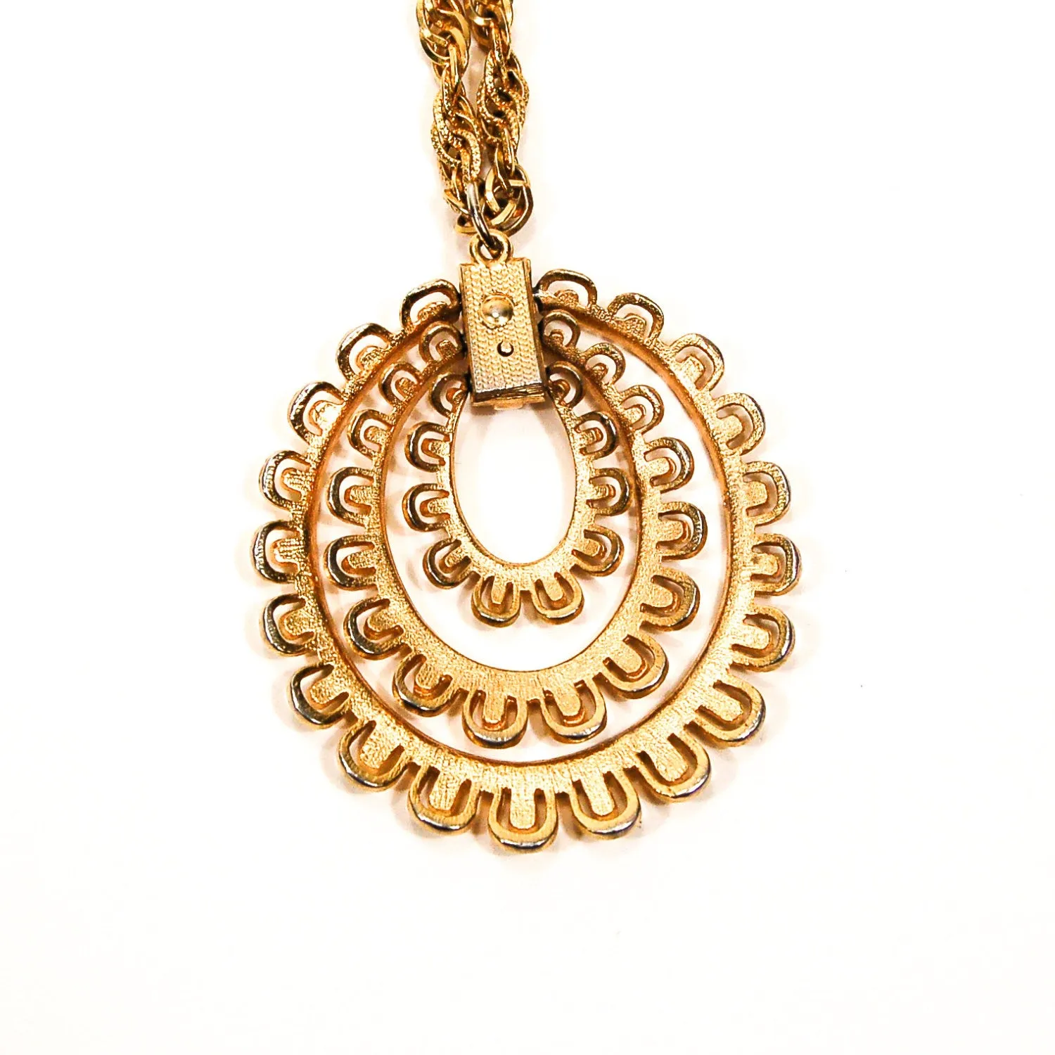 Gold Scalloped Medallion Statement Necklace