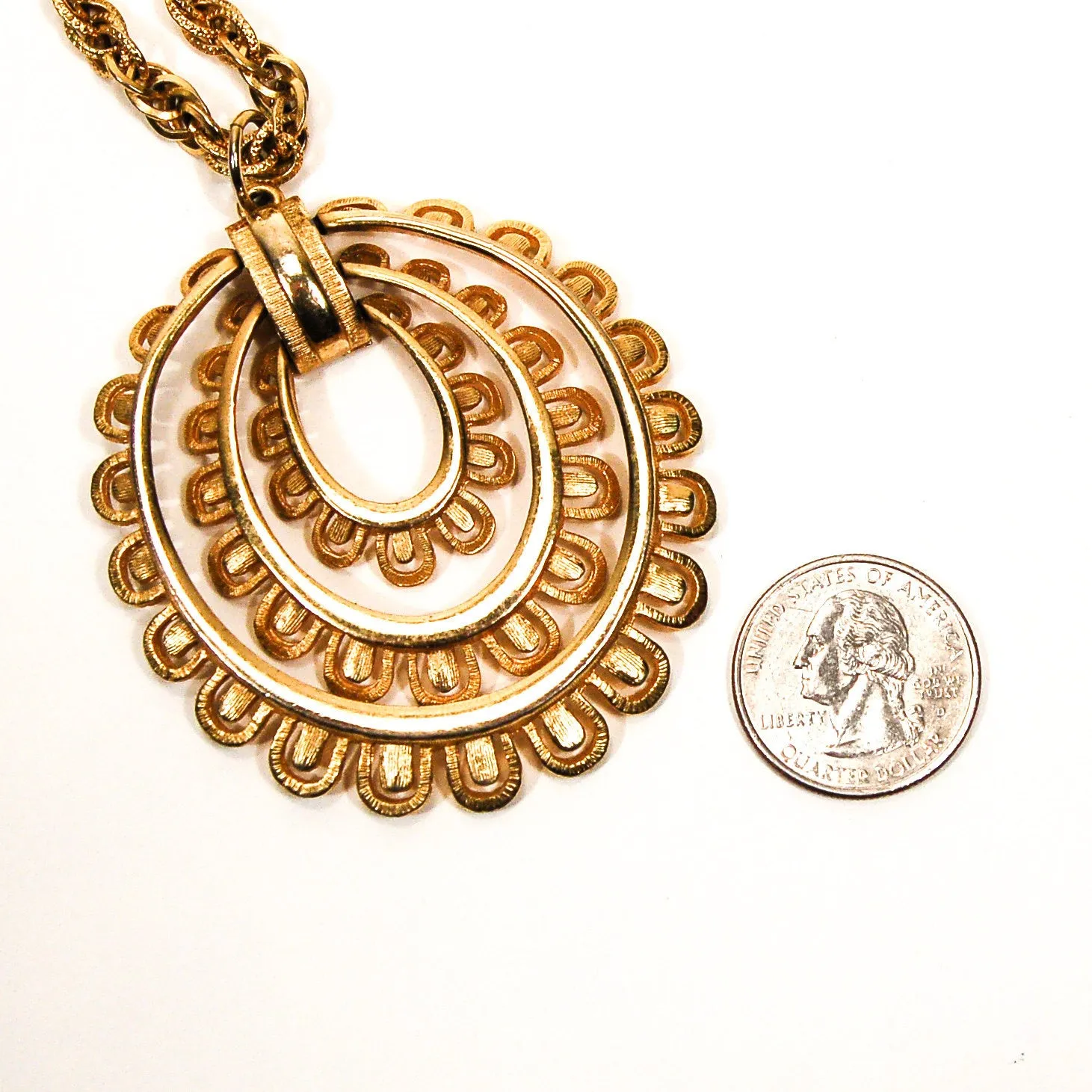 Gold Scalloped Medallion Statement Necklace