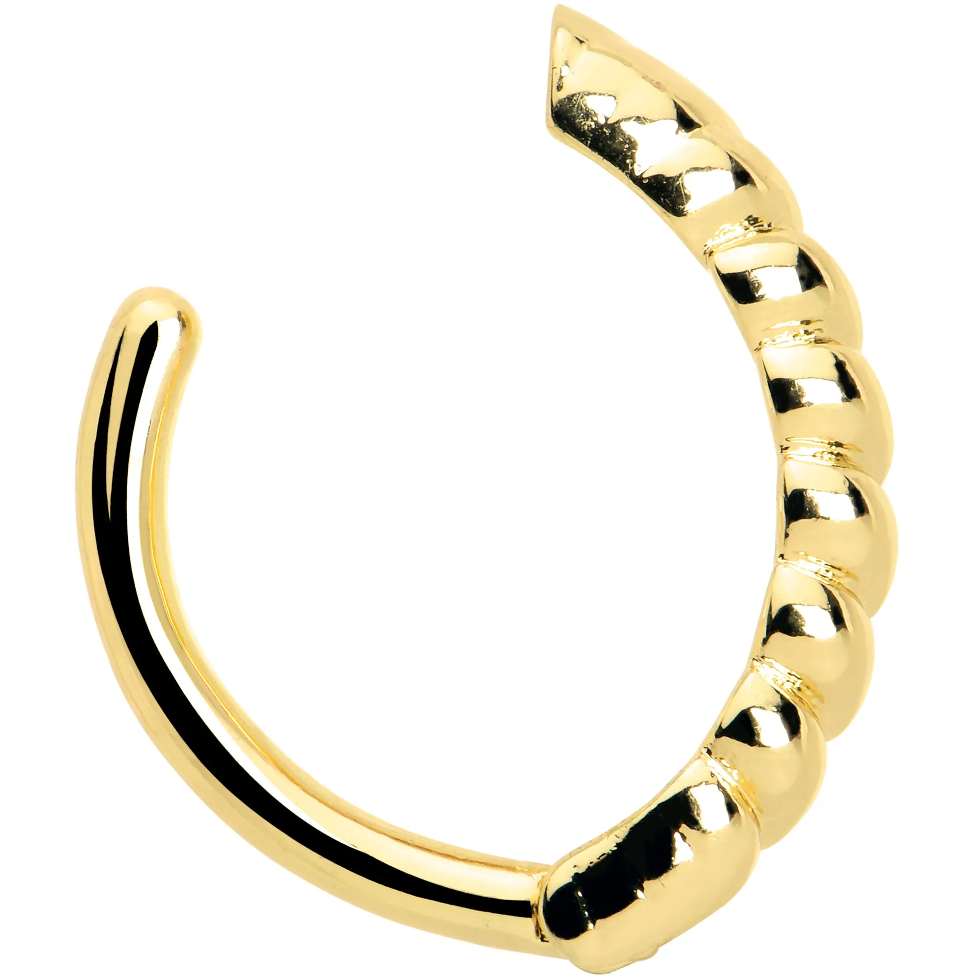Gold Tone Classic Rope Style Hinged Hoop Belly Ring