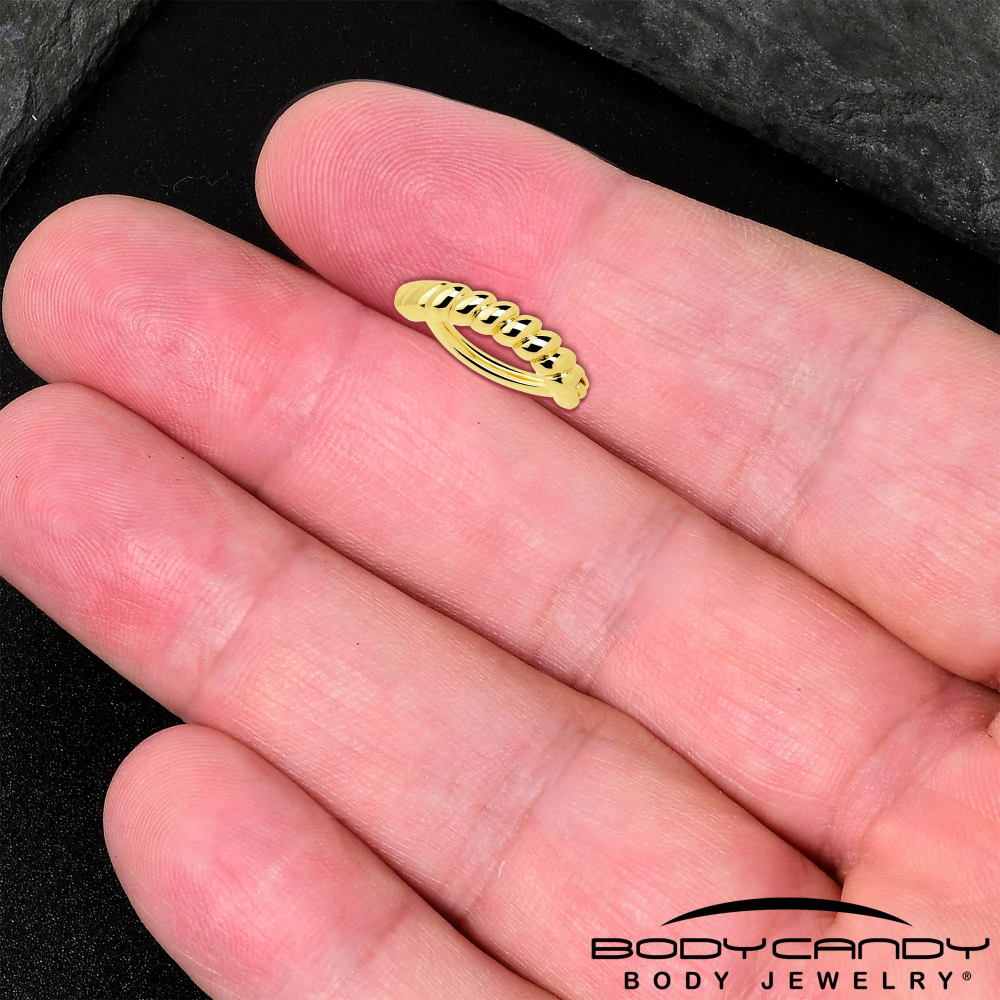 Gold Tone Classic Rope Style Hinged Hoop Belly Ring
