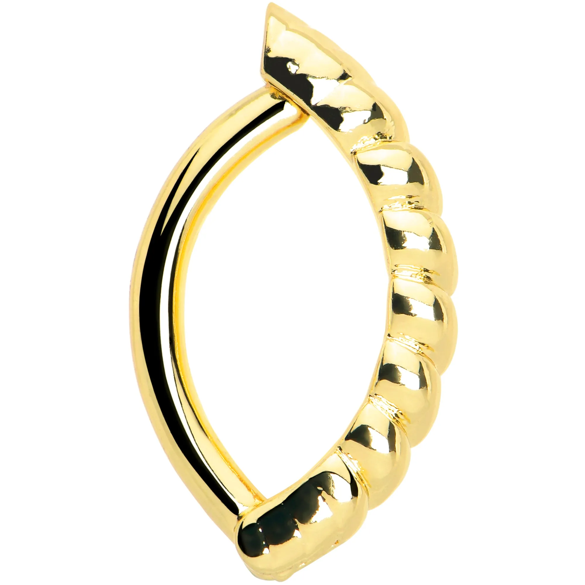 Gold Tone Classic Rope Style Hinged Hoop Belly Ring