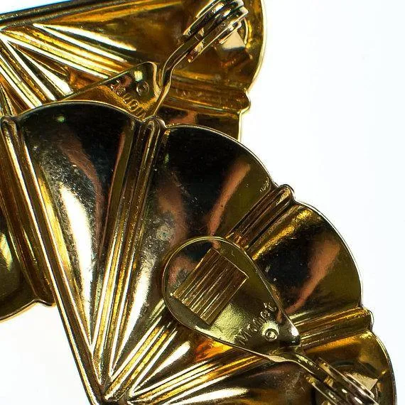 Gold tone Monet Fan Earrings