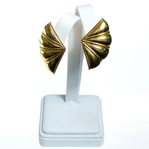 Gold tone Monet Fan Earrings