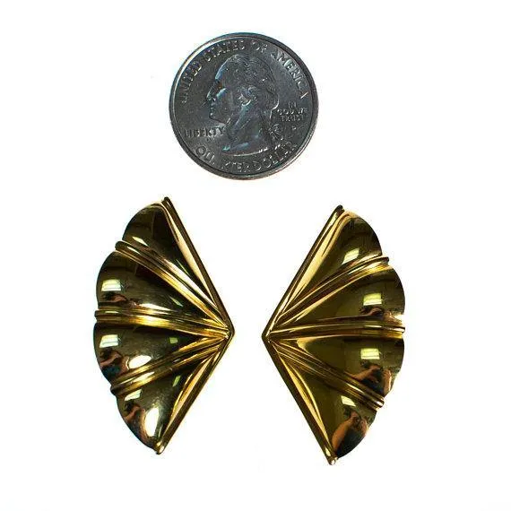 Gold tone Monet Fan Earrings