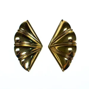 Gold tone Monet Fan Earrings