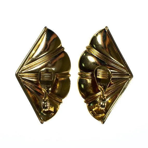 Gold tone Monet Fan Earrings
