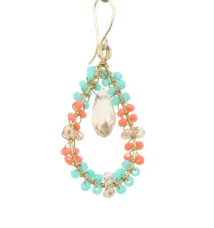 Green and Orange Delica Beaded Earrings