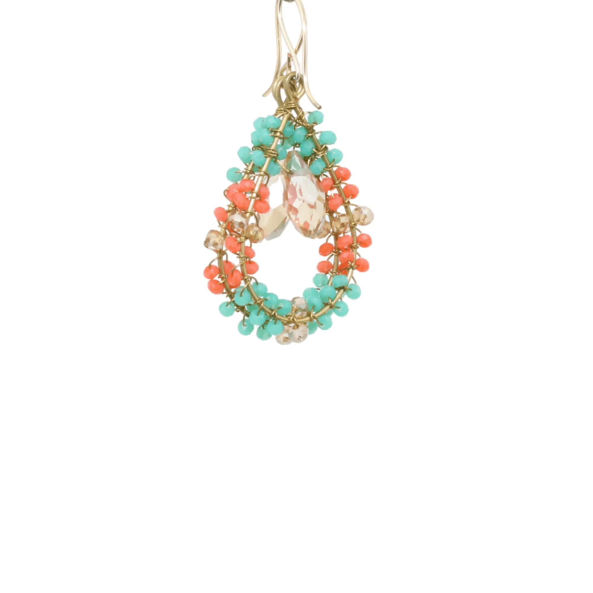 Green and Orange Delica Beaded Earrings