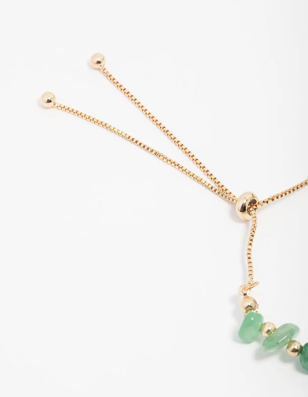 Green Aventurine Chip Beaded Gold Toggle Bracelet