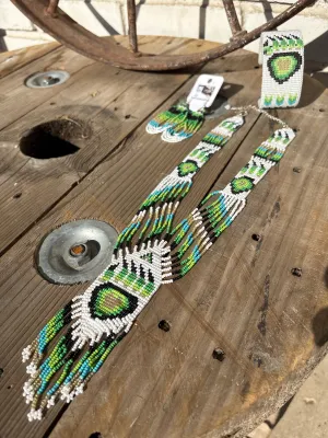 Green Bear Paw Necklace   Earrings   SET