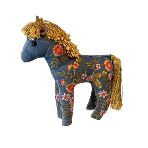 Hand Embroidered Silk Velvet Horse
