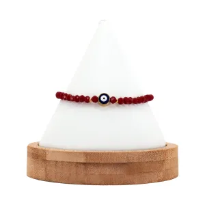 Handmade Evil Eye Anklet: Crystal Beads, Protective Charm