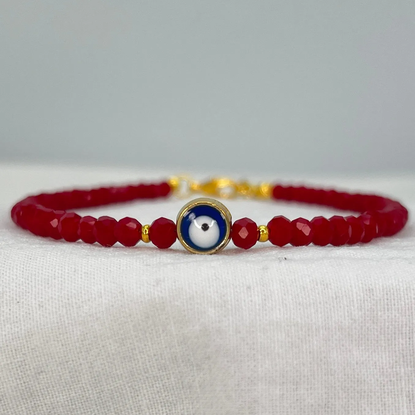 Handmade Evil Eye Anklet: Crystal Beads, Protective Charm
