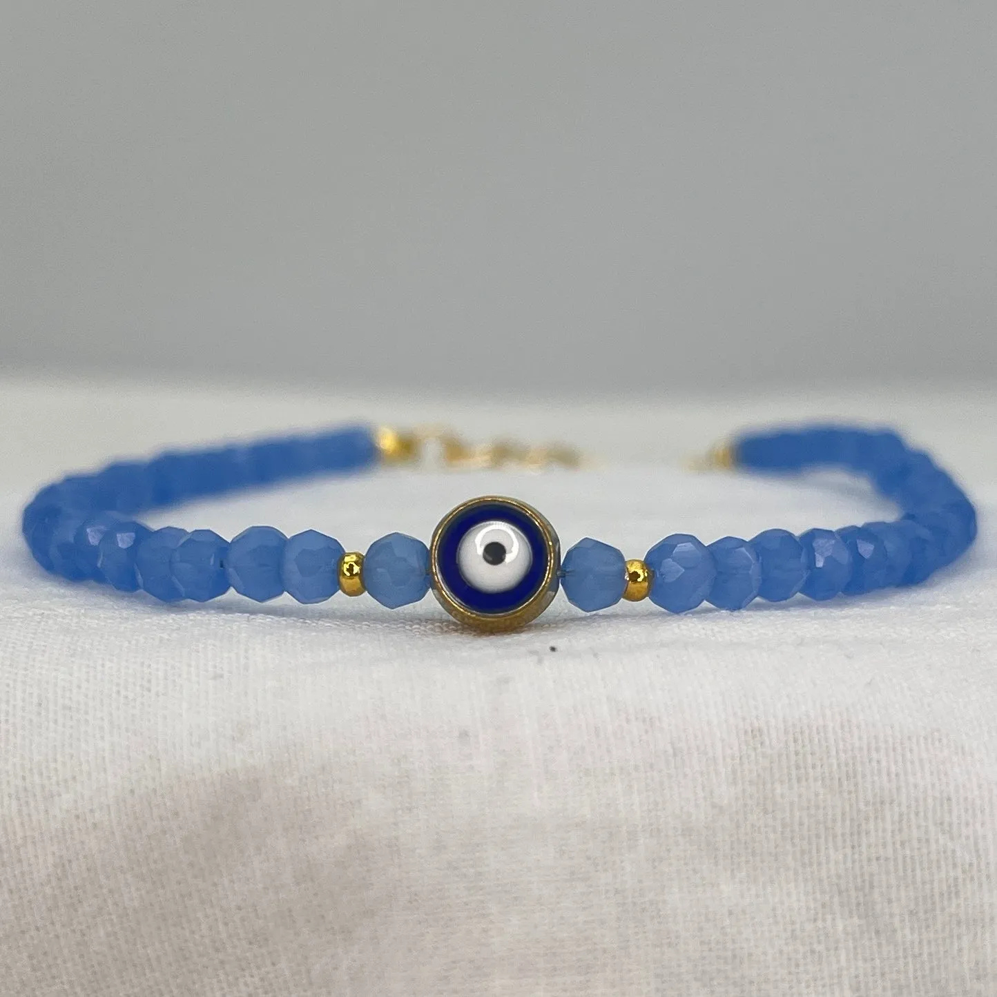 Handmade Evil Eye Anklet: Crystal Beads, Protective Charm