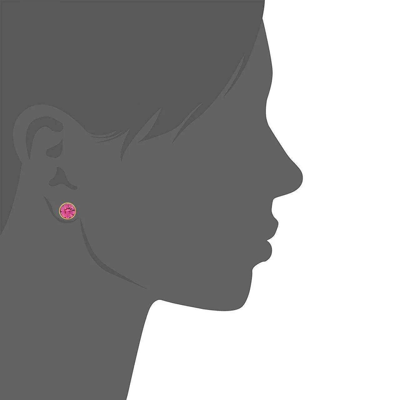 Harley Stud Earrings with Pink Rose Round Crystals from Swarovski Gold Plated